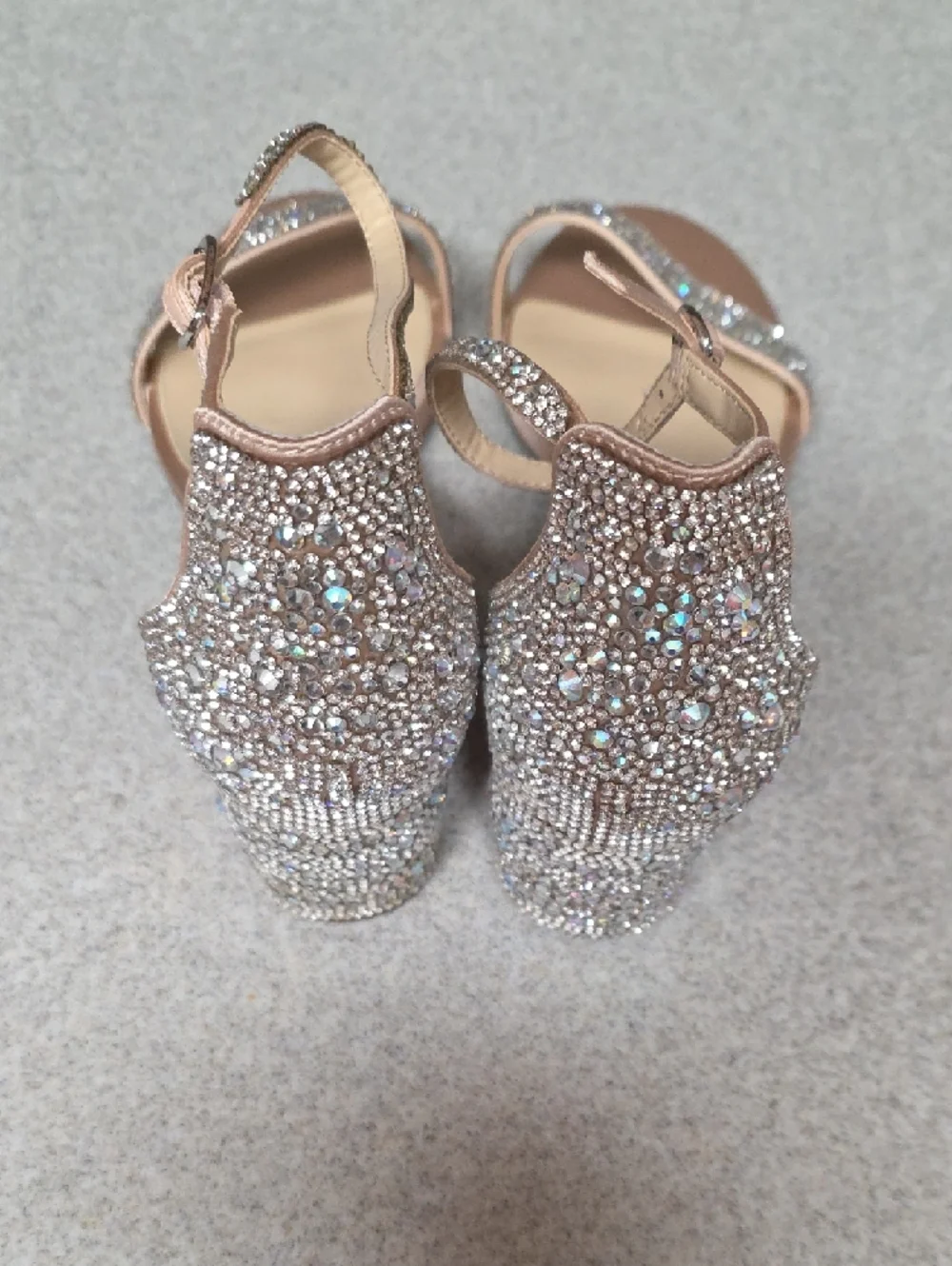 Betsey Johnson Rose Blush Crystal Strap Open-Toe Heels - Picture 3 of 5